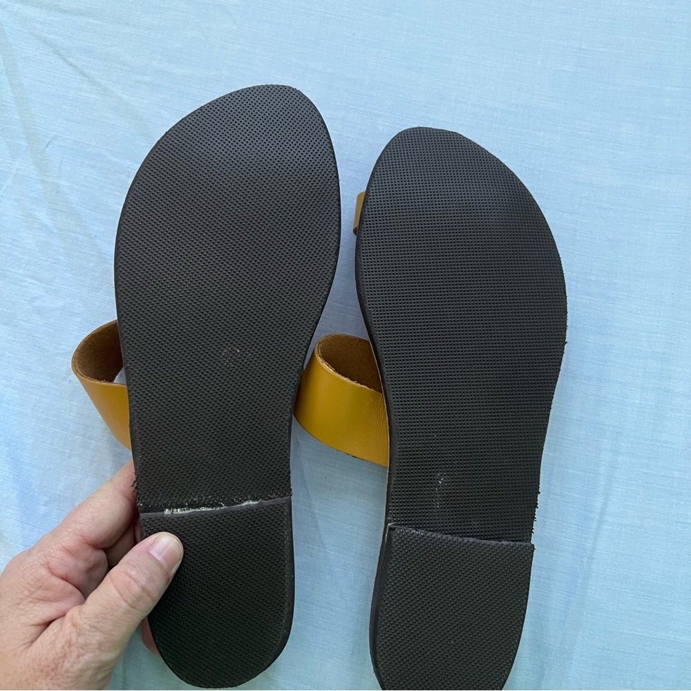 GSP Yellow Leather Slide Sandals made in Greece - Picture 3 of 7